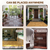 9 PCS Interlocking Deck Tiles 12" x 12"- Acacia Wood Deck Tiles Waterproof - Patio Deck Tiles for Indoor & Outdoor Use, Drainage, Non Slip, Easy Installation (Brown) J CLOVER