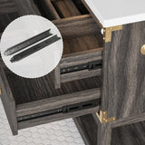 IRONCK 36" Bathroom Vanity with Sink, Wood Bathroom Vanity with Motion Sensor Light, Freestanding Bathroom Cabinet with 2 Drawers & Open Shelf, Easy Assembly, Walnut IRONCK