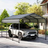 10×15FT Metal Carport, Heavy Duty Car Port, All-Weather Outdoor Storage Trucks, Boats, Cars, Galvanized Steel Roof, Vertical Stripe Design Real Relax