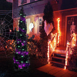 Pop up Christmas Tree for Indoor Decoration,5FT Pre-lit Mini Halloween Tree with 60 Lights,Black Artificial Pencil Tree Collapsible Tinsel Lighted up Christmas Tree luxfcup