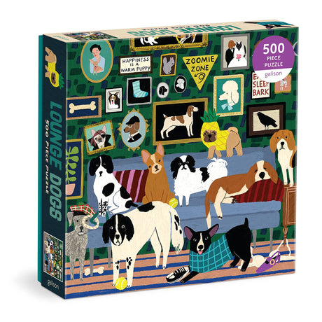 Galison Lounge Dogs – 500 Piece Puzzle Fun and Challenging Activity with Bright and Bold Artwork of Dogs Lounging Around for Adults and Families Galison