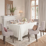 Aoowow Fabric Vintage Upholstered Side Chairs Set of 6, Farmhouse Solid Wood Kitchen Dining Room Chairs with Nailheads Legs (Fabric Beige) Aoowow