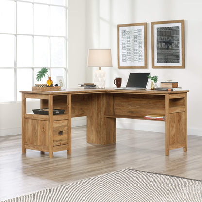 Sauder Cannery Bridge L-Desk, L: 59.06" x W: 59.06" x H: 30.04", Sindoori Mango finish - WoodArtSupply