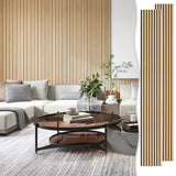 eazart Acoustic Wood Veneer Slat Wall Panels for Interior Wall and Ceilings Decor | Sound-Absorbing Felt Board | 3D Sound Proof Decorative Panels | 94.49” x 23.62” Each Box | 2 Pack | Natural Oak eazart