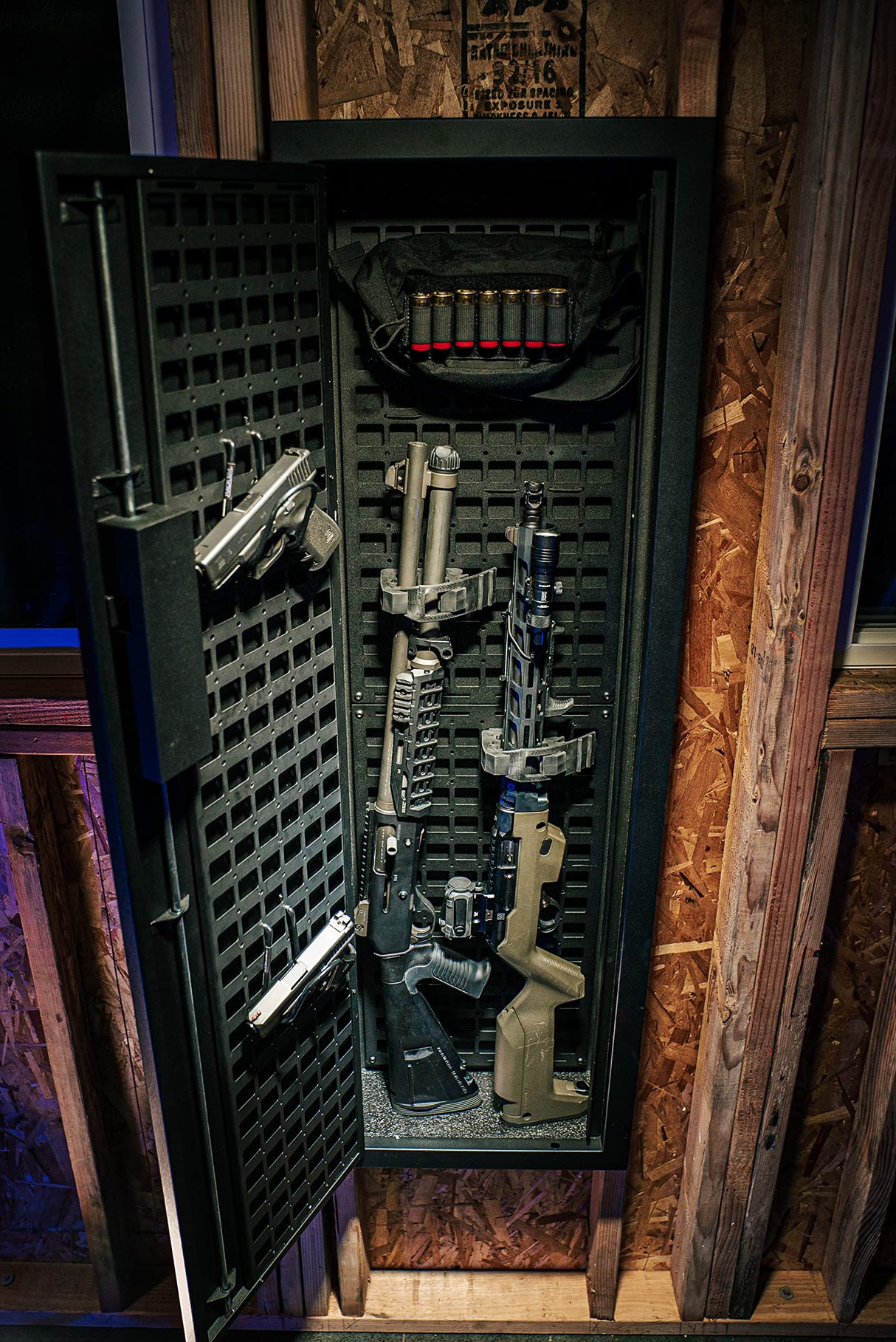 Tactical Closet Vault Flat Black in Wall Gun Safe and Tactical Gear Safe – This Safe Provides Security for Firearms, Simplex Lock – Fits Between Wall Studs– Ideal for Home or Office V-Line