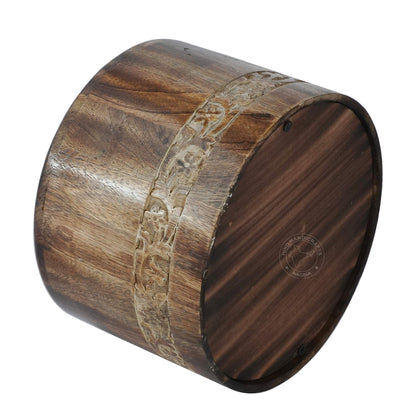 HIND HANDICRAFTS Round Wooden Engraved Urns for Human Ashes Adult - Wooden Box Rosewood Cremation Urns for Ashes - Burial Urns - Funeral Urns Large - WoodArtSupply