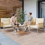 YITAHOME 4 Pieces Patio Furniture Set, Wicker Outdoor Conversation Set, All-Weather Rattan Bistro Set with Loveseat Set, Coffee Table and Cushions for Backyard, Balcony, Deck - Beige YITAHOME