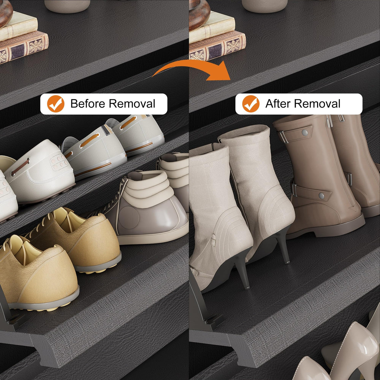 GarveeHome Shoe Cabinet with 4 Flip Drawers, Wooden Shoe Organizer Cabinet with Adjustable Shelf, Shoe Storage for Entryway, Hidden Shoe Cabinet for Hallway, Living Room, Black GarveeHome