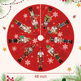 Christmas Tree Skirt 48 Inch Red Xmas Winter Tree Skirt Nutcracker Christmas Tree Skirt Collar Xmas Decoration Tree Mat Rustic Christmas Decorations for Home Office Winter Holiday Party Decor Fayoo