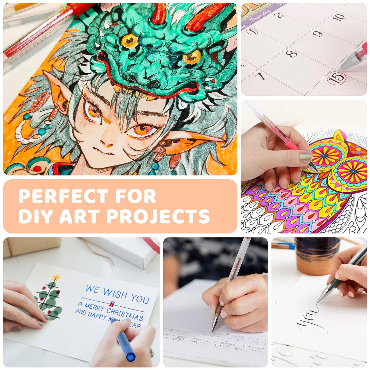 LANRENWENG 400 Pack Gel Pens for Adult Coloring Books, 200 Colored Gel Pen Include 200 Refills with 40% More Ink,Glitter Gel Pens Set for Coloring Books Drawing Journaling Scrapbook Art Supplies LANRENWENG