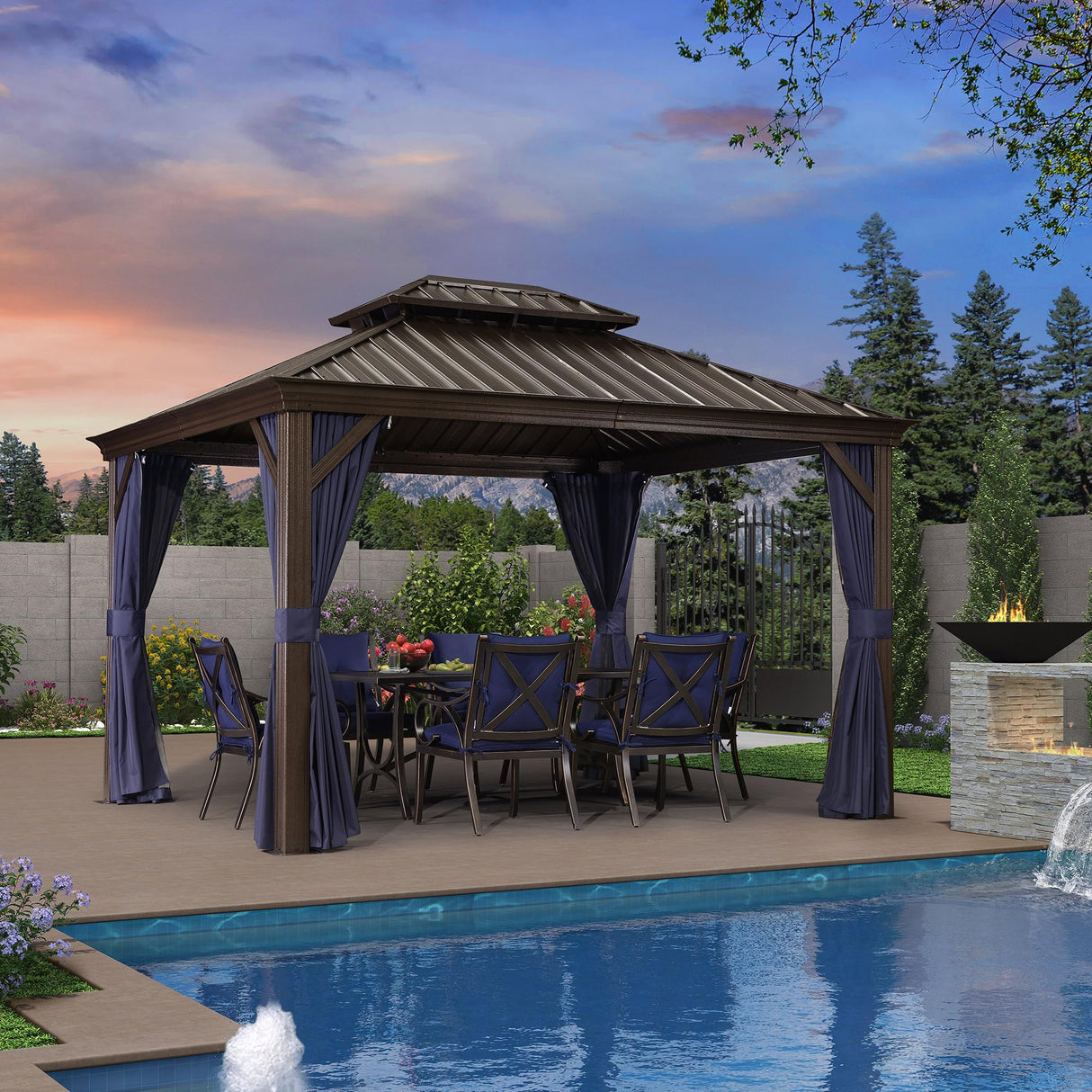 PURPLE LEAF 10' x 13' Outdoor Hardtop Gazebo Canopy Outside Metal Roof Heavy Duty Permanent Pavilion PURPLE LEAF