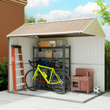 Outsunny 8' x 6' Outdoor Storage Shed, Metal Garden Shed with Window & Double Lockable Door, Outdoor Tool Shed Storage with Sloped Roof for Backyard, Patio, Garage, Lawn, Brown Outsunny