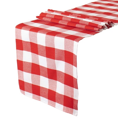 Buffalo Check Table Cover - 13''x72'' Red & White Cotton Checkered Plaid Table Runner for Farmhouse Dinners