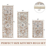 Pauwer Kitchen Mats for Floor 3 Piece Set Boho Non Slip Kitchen Rugs Washable Farmhouse Kitchen Floor Mats Thick Long Kitchen Throw Area Rug Carpet Runner for Hallway Entryway Laundry Bathroom Pauwer