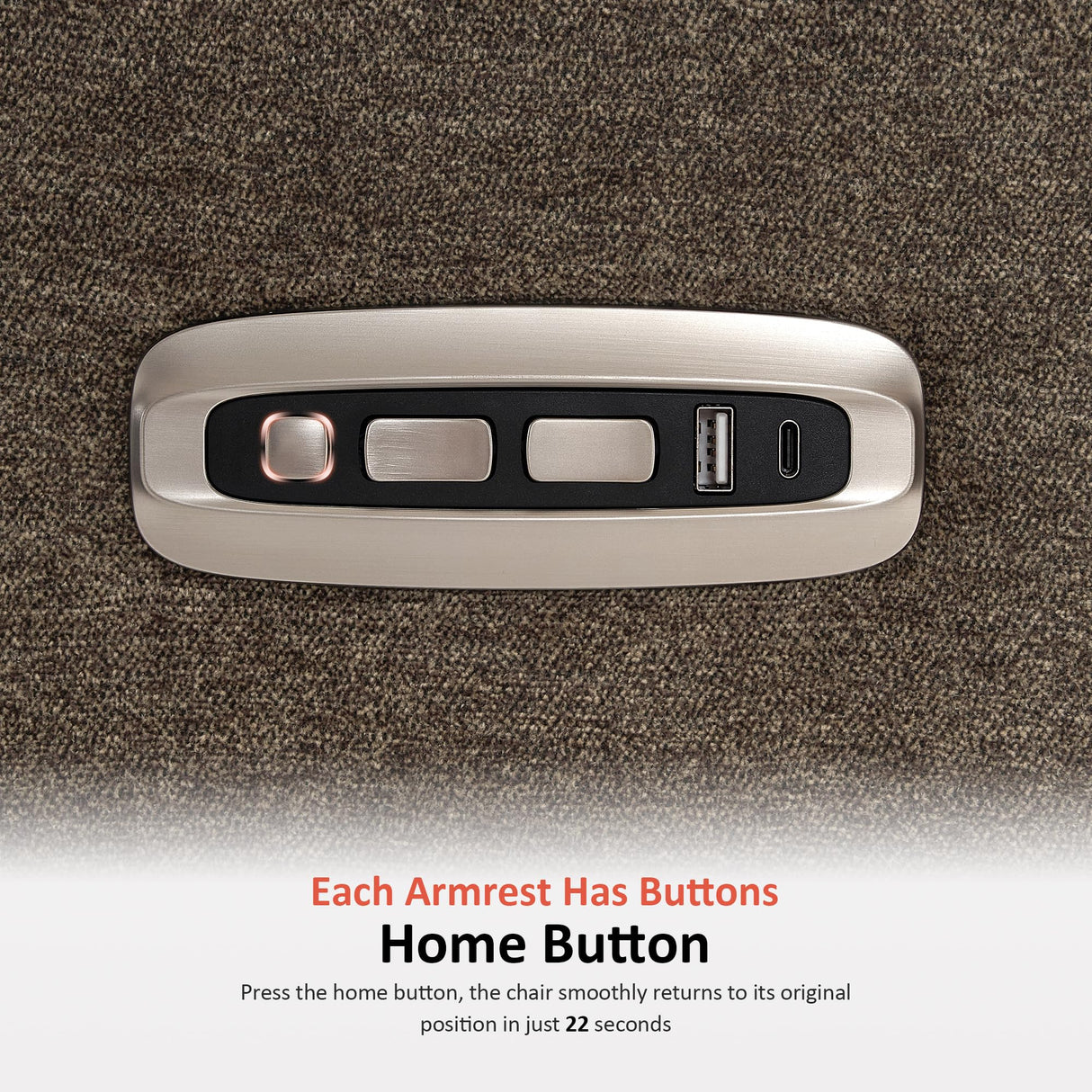 MCombo 62.2'' Wall Hugger Power Loveseat Recliner Sofa with Adjustable Headrest and USB & Type C Dual Charge Ports for Living Room, Office (Fabric, HL198M1) (Coffee) MCombo