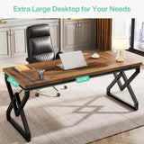 Tribesigns Executive Desk, Office Desk with Extra Thickened Wooden Tabletop and Metal Frame, Large 63 Inches Computer Desk Writing Table Study Desk for Home Office, Rustic Brown Tribesigns
