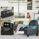 STHOUYN 73” Black Faux Leather Sofa Couch, Modern Comfy Office 3 Seater Couch Loveseat with USB and Tufted Armrest, Small Love Seat Couches for Living Room, Bedroom, Apartment STHOUYN