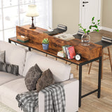 Tribesigns 70.9 Inch Rustic Brown Extra Long Sofa Table with Open Shelves and Storage Tribesigns