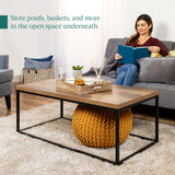 Best Choice Products 44in Modern Industrial Style Rectangular Wood Grain Top Coffee Table, Rustic Accent Furniture for Living Room w/Metal Frame, 1.25in Thick Butcher Block Tabletop - Brown Best Choice Products