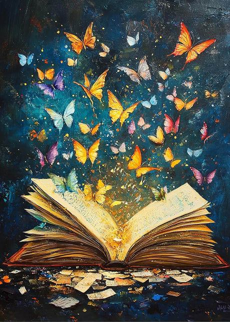 Book Diamond Art Painting Kits for Adults - Full Drill Diamond Dots Paintings for Beginners, Butterfly Round 5D Paint with Diamonds Pictures Gem Art Painting Kits DIY Adult Crafts Kits 12x16inch Legrace