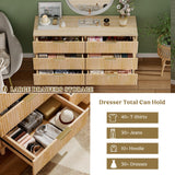 Lulive Dresser for Bedroom Wood Dressers Chest of Drawers, Fluted 53.2" Wide Modern Long Dresser TV Stand 6 Drawers for Bedroom, Closet, Living Room, Hallway (Natural) Lulive