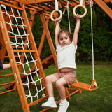 Avenlur 8-in-1 Small Indoor/Outdoor Playset – Foldable Wooden Kids Play Set for Backyard – Kid Playground for Toddlers Age 2–6 with Slide, Monkey Bars, 2 Ladders, 2 Swings, Rock Climbing, Gym Rings Avenlur