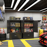 INTERGREAT Metal Storage Cabinet,Metal File Cabinet with Lockable Doors and Adjustable Shelves，Pantry Storage Cabinets for Garage,Home Office,Kitchen(Black) INTERGREAT