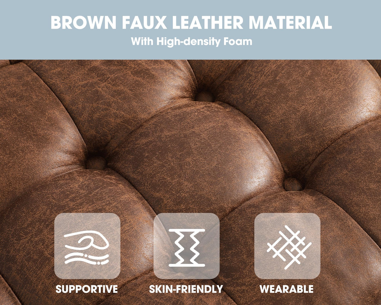 Grepatio 51" Ottoman Storage Benches, 30 Gallons End of Bed Storage Bench, Large Rectangular Ottoman, Button-Tufted Ottomans with Storage for Living Room Bedroom, Foot of Bed (Brown) Grepatio