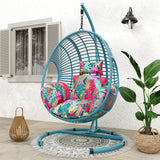 CHINNLUU Oversized Hanging Egg Chair Outdoor Wicker Swing Chair with Stand Rain Cover UV Resistant Cushion 400lbs Capacity for Patio, Garden and Balcony CHINNLUU