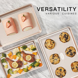 HONGBAKE Baking Sheet Pan Set, Cookie Sheets for Oven, Nonstick Half/Quarter/Jelly Roll Pans with Diamond Texture Pattern, Heavy Duty Cookie Tray HONGBAKE