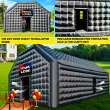 WARSUN 30x20x13Ft Inflatable Nightclub with Two 680W Blowers Large Black Inflatable Night Club Party Tent Disco Cube Gazebo Event House for Birthday, School Events, Backyard Party, Rental Business WARSUN
