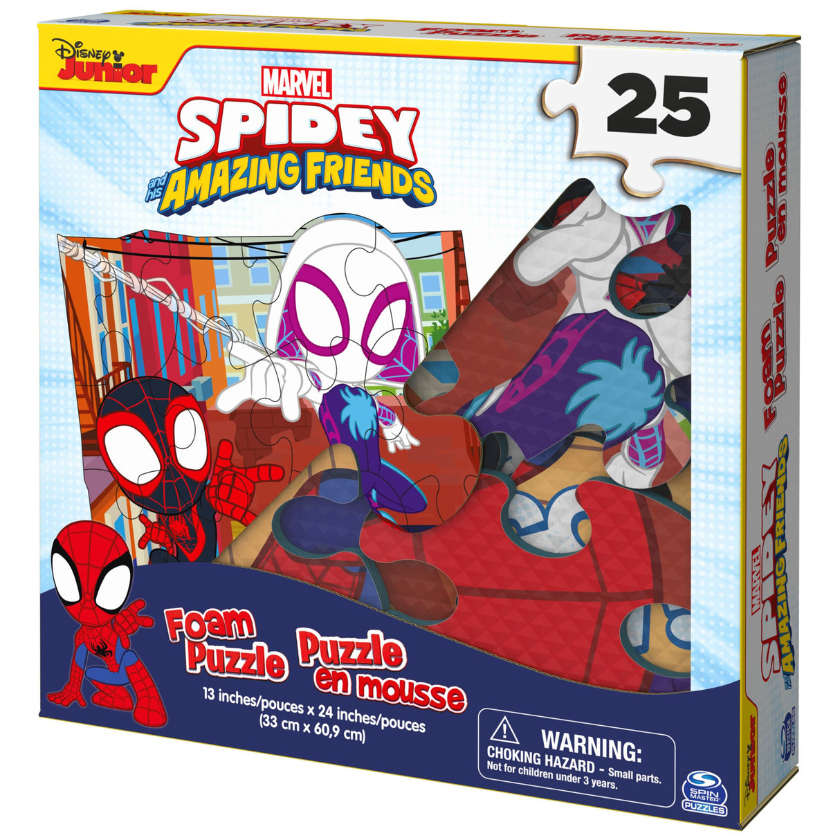 Marvel, 25-Piece Jigsaw Foam Squishy Puzzle Go Spidey! Disney Junior Spidey and his Amazing Friends Show, for Kids Ages 4 and up Spin Master Games
