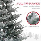 HOMCOM 9ft Nordic Pine Artificial Christmas Tree with 1939 Snow Flocked Tips, Foldable Metal Stand, Easy Assembly, Hinged Xmas Tree for Home Office Holiday HOMCOM