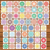 60pcs Mandala Stencils for Painting, 2x2 Inch Reusable Mandala Dotting Stencil PET Crafts Art Drawing Templates for Rocks Wood Furniture Canvas Fabric Decoration DIY Projects (Style 2) BOXOB