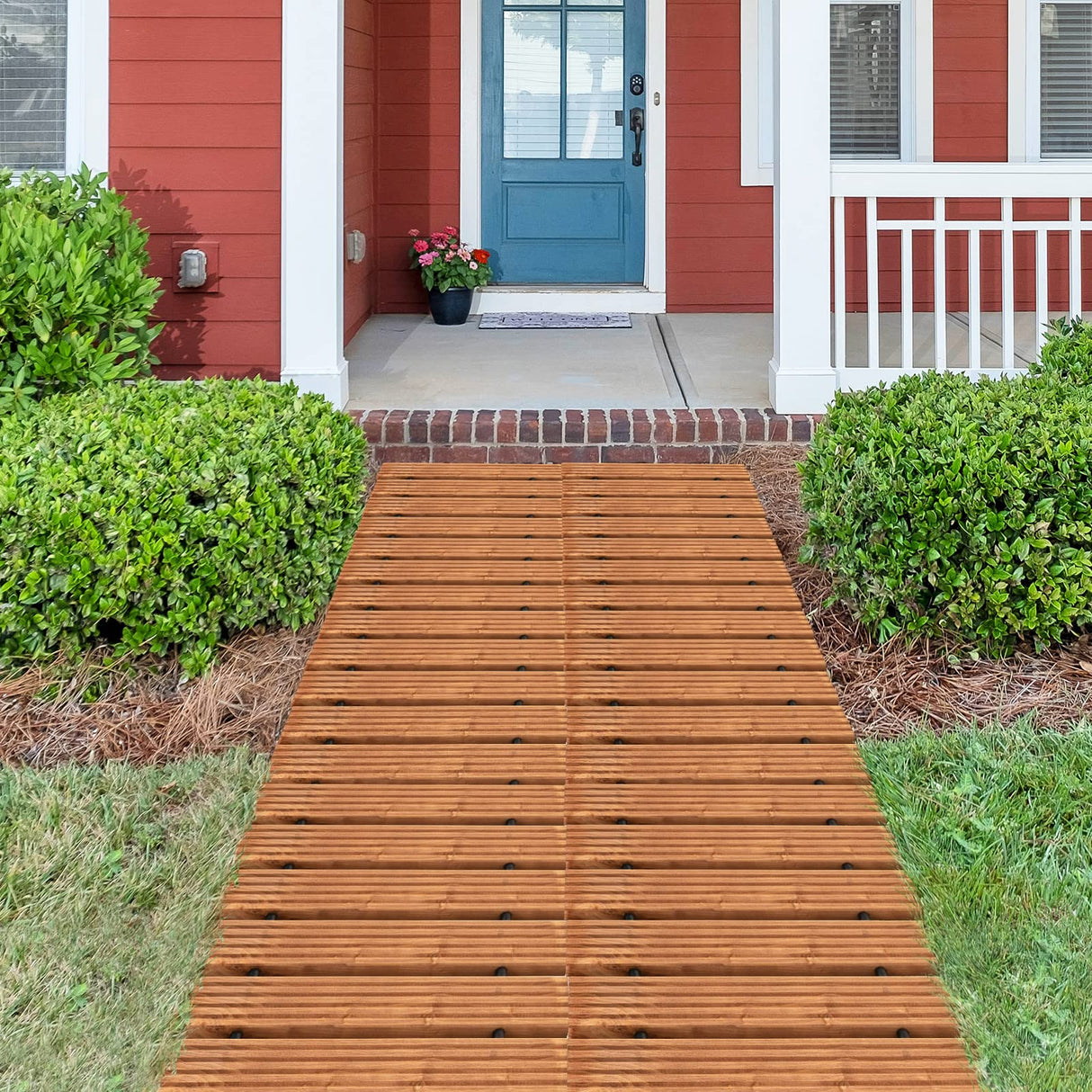 Giantex 8ft Wooden Garden Pathway, 22" W Roll Out Hardwood Walkway with Non-Slip Surface, Tools Free Assembly, Outdoor Rustic Decorative Boardwalk Flooring Pavers for Backyard Wedding Giantex