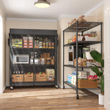 REIBII 4-Tier Storage Shelves Wire Shelving Unit with Cover & Wheels, Heavy Duty Metal Shelving for Dorm Storage Shelves, Garage Storage Rack Commercial Shelf, 36" W*14.3" D*56.5" H REIBII