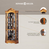 Howard Miller Wilshire Curio Cabinet, Golden Oak Finish with Lights Storage Cabinet - Adjustable Glass Shelves, Level Display Cases for Decorative Items, Collectibles, Living Room & Office Howard Miller