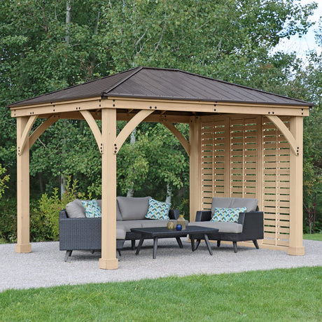 Yardistry 10' Meridian Wooden Privacy Wall, Fits One Side of 10' Meridian Gazebos, Cedar Yardistry