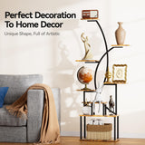 Tall Corner Shelf Stand with LED Lights, 8 Tier Bookshelf for Living Room, 65" Black Display Shelf Storage Cabinet Metal Plant Stand, Standing Rack Shelves Cases for Home Decor, Bedroom, Office JUSTOGO