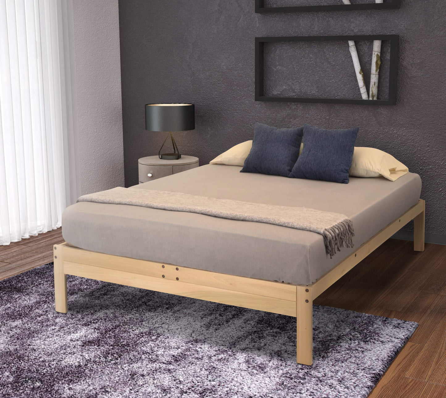 Nomad Platform Bed in Natural Poplar - Queen Size by KD Frames - WoodArtSupply