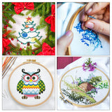 INSCRAFT 304 Pack Embroidery Kit, 200 Colors Threads, 5 Pcs Bamboo Embroidery Hoops, 2 Pcs Aida Cloth, Instructions, Bag and Cross Stitch Tools Set, Hand Embroidery Starter Kit for Beginners Adults INSCRAFT