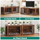 YITAHOME 76 Inch Double Dog Crate Furniture, XXL Dog Crate Furniture for 2 Dogs, Side End Table, Waterproof, Safety Corners, 2-in-1 Iron-Wood Fusion Dog Kennel Furniture for 2 Large Dogs,Rustic Brown YITAHOME