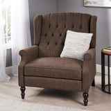 Great Deal Furniture Salome Oversized Tufted Wingback Fabric Push Back Recliner, Brown Christopher Knight Home