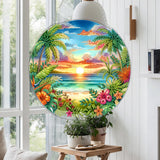 JJFox Diamond Art Hanging Kit for Adult,Special Shaped Rhinestone,Double Sided DIY Acrylic 5D Diamond Art Painting Window Pendants Home Garden Wall Hanging Kits Hanging Ornament (Summer Beach) JJFox