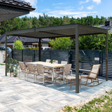 SHPAI 10’ x 16’ Louvered Pergola, Outdoor Pergola Aluminum Frame with Adjustable Rainproof Metal Roof, Permanent Sun Shade with Drainage System for Backyard, Garden and Lawn (Grey) SHPAI