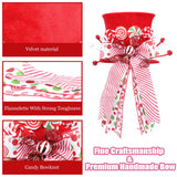 HMASYO Candy Cane Christmas Tree Topper - Large Red Tree Topper Hat with Candy Peppermint Bows Ribbon Ornament, Top Hat Christmas Tree Topper for Home Office Holiday Tree Decoration Xmas Gift HMASYO