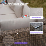 7 Piece Patio Furniture Set, Outdoor Couch Set—All-Weather Outdoor Furniture Sectional w Water Resistant Thick Cushions, Patio Sofa Set w 2 Extra Pillows and Coffee Table (Beige & Brown, 7PCS) Naga Bahna