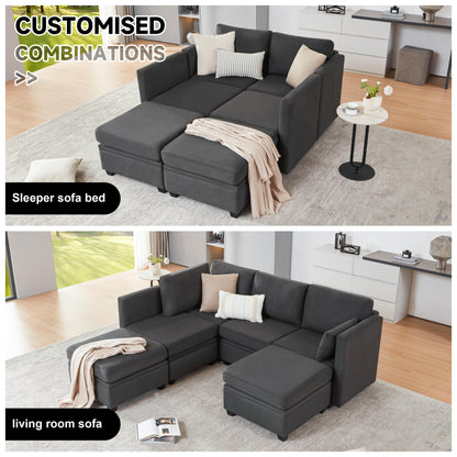 Weture Modular Sectional Sofa with Storage, U Shaped Sectional Couch for Living Room, Convertible Modular Sofa Couch with Ottomans, High Supportive & Soft Sponge, 6 Seat, Darkgrey