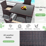 Trumbeak 15 Piece Outdoor Dining Set,Rattan Patio Conversation Set of 12 Chairs,Patio Dining Table and Chairs w/Cushions,Square Glass Tabletop,Umbrella Cutout for Patio,Sand Trumbeak