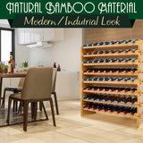 SereneLife Bamboo Stackable Wine Rack, 8-Tier 72 Bottle Capacity Wine Racks Free Standing Floor, No Tools Assembly, Modular Storage Display Shelf for SereneLife